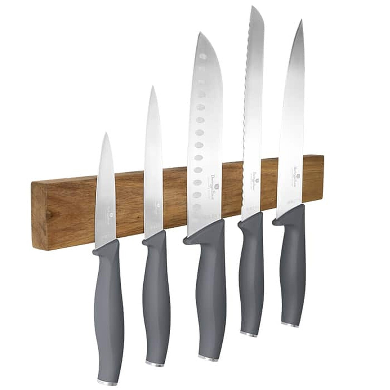 Set 5 cutite cu suport magnetic Berlinger Haus, Aspen, inox/lemn, gri mat/natur - imagine 5